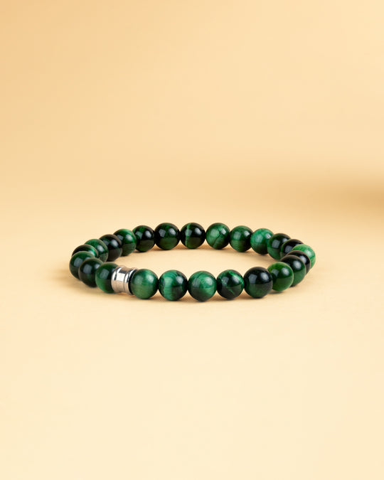 Armband met 8mm Groene Tijgeroog steen