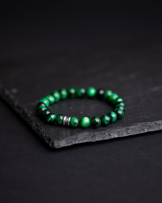 Armband met 8mm Groene Tijgeroog steen