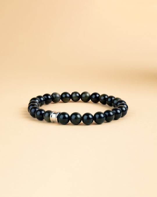 Armband met 8 mm Obsidiaan stenen