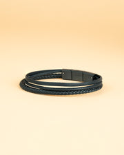 Triple bracelet with black Italian nappa leather