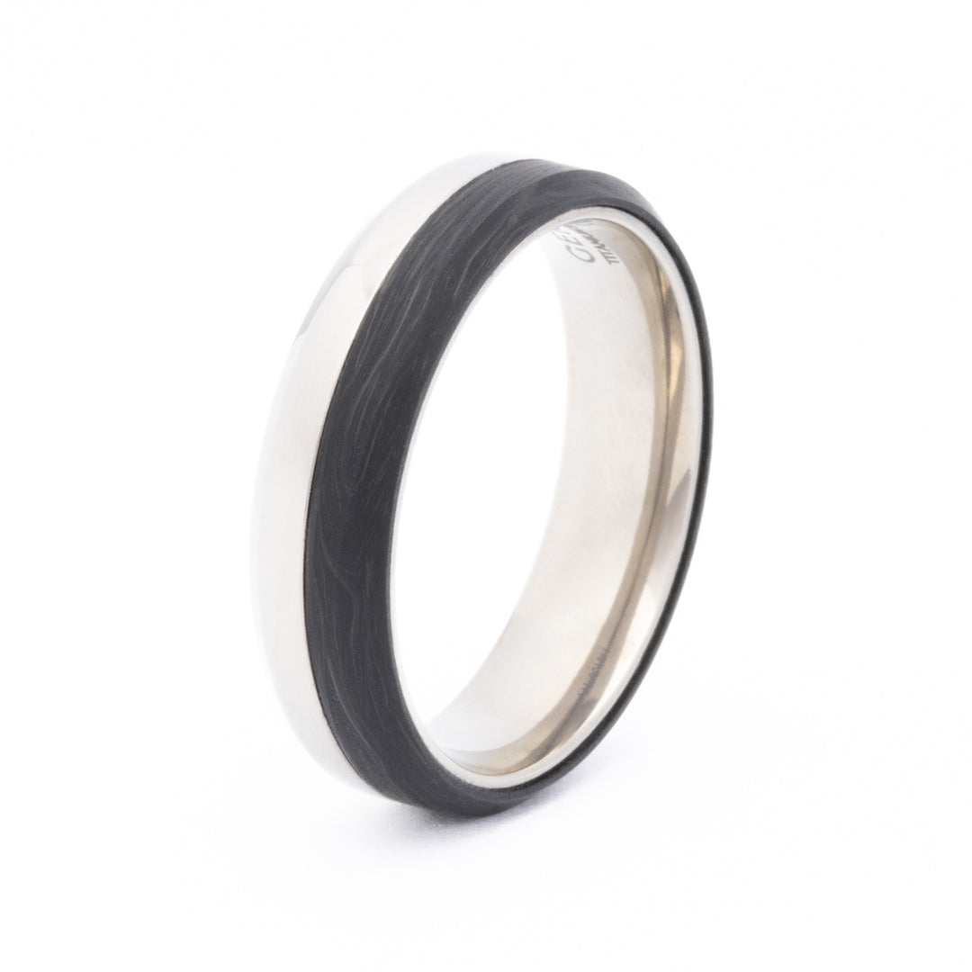 6mm Ring uit titanium en carbon