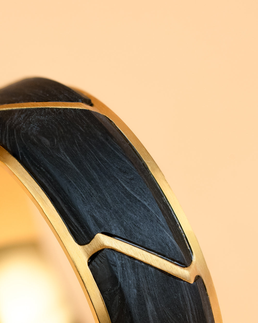 8mm Gold titanium ring with Forged Carbon finish