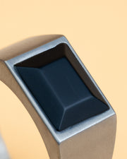 Titanium signet ring with black Agate stone
