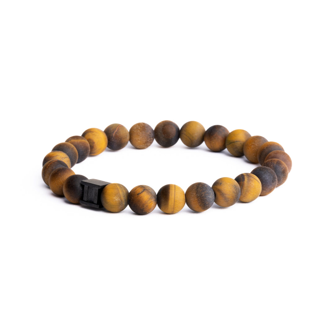 8mm Bracelet with matte Tiger Eye stone and black spacer