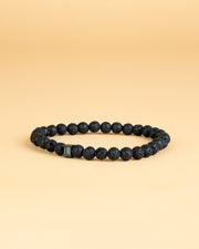 Bracelet with 6mm Black Lava stone and black spacer