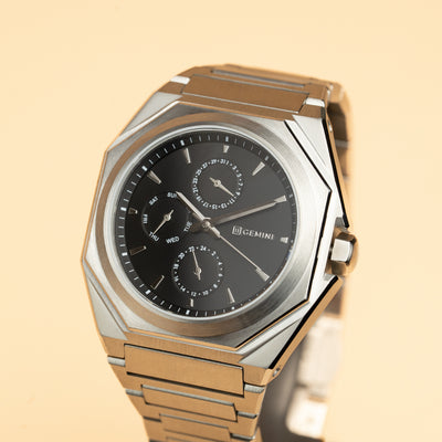 42mm full stainless steel watch with silver finish