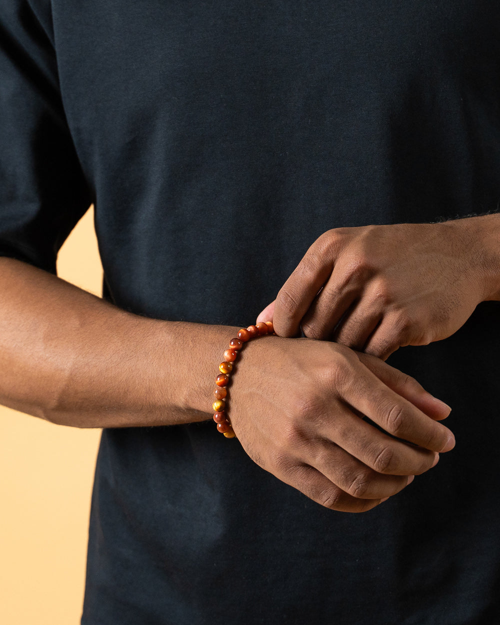 8mm Armband met oranje Tijgeroog steen