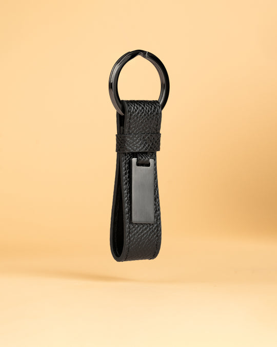 Black leather keychain