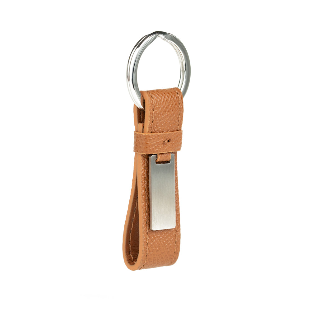 Brown leather keychain