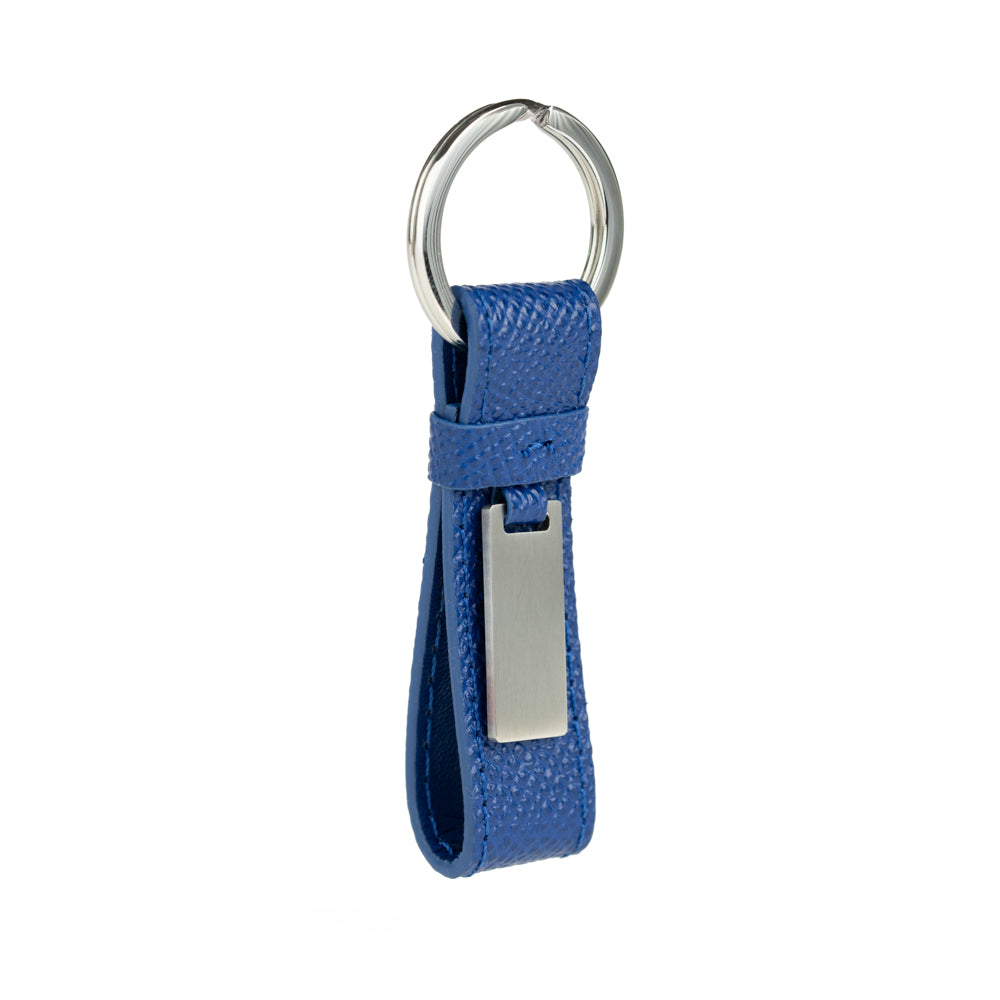 Blue leather keychain