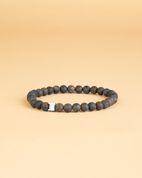 Bracelet with 6mm matte brown Bronzite stone