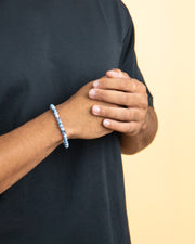 Bracelet 6mm avec pierre Agate Bleue