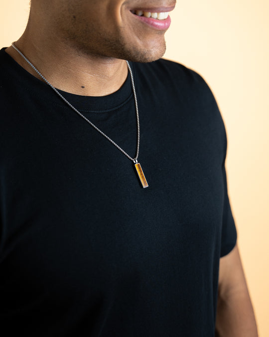 Stainless steel necklace with a Tiger Eye stone