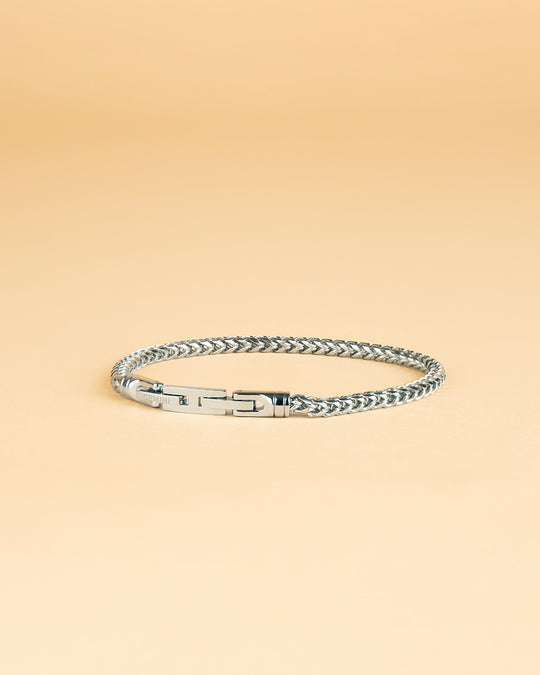 3mm foxtail bracelet in stainless steel with silver finish