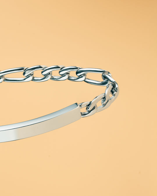 5mm figaro bracelet in stainless steel with silver finish