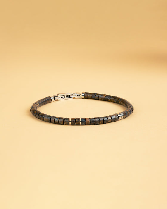 2mm Bracelet with Bronzite stones and titanium element