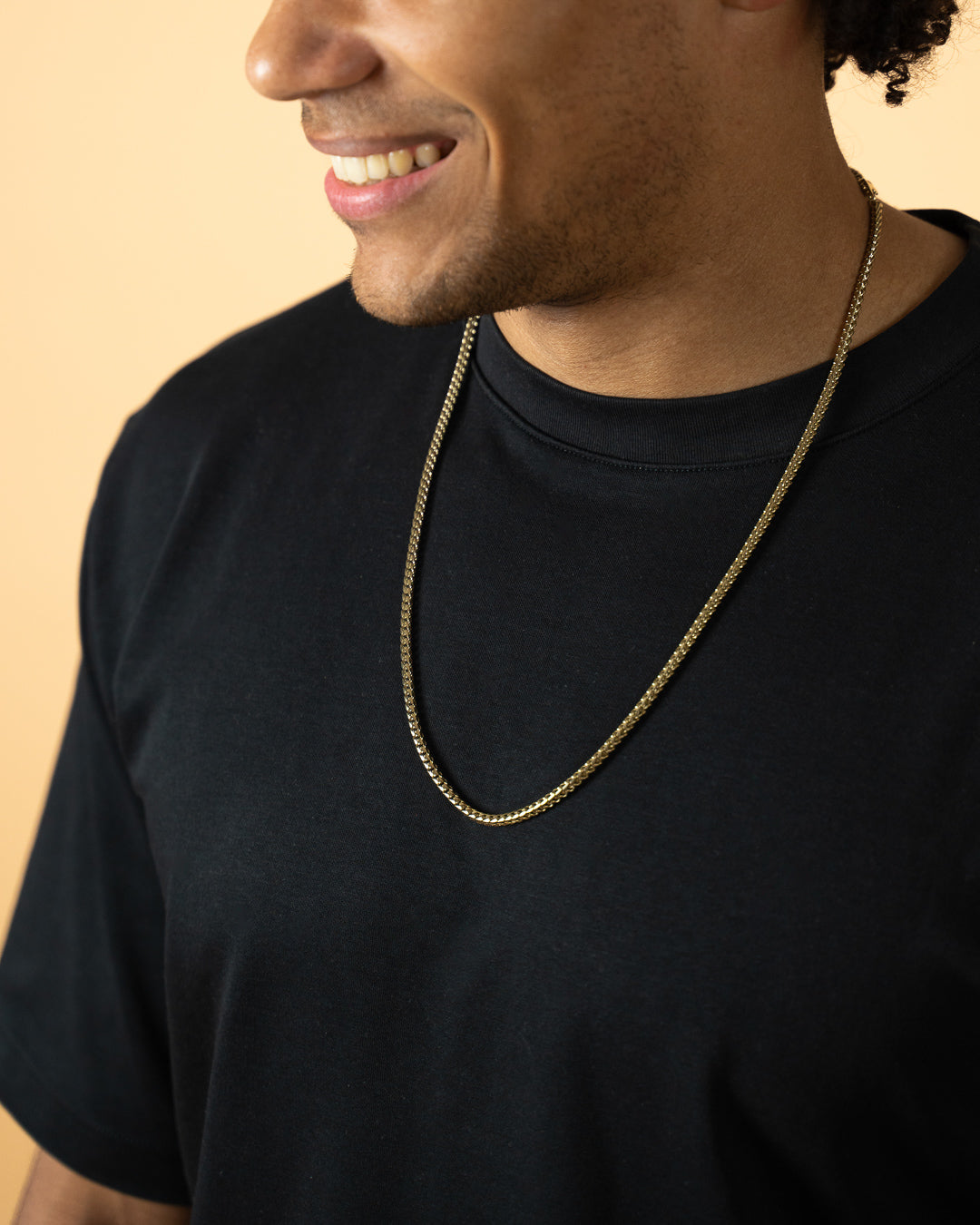 3mm foxtail necklace in stainless steel with 18kt gold plated finish