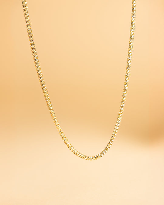 3mm foxtail necklace in stainless steel with 18kt gold plated finish