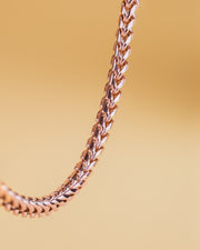 3mm fuchsschwanz halskette aus edelstahl mit einer bronzenen platte