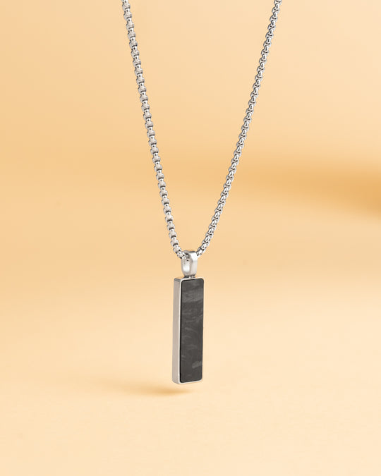 Stainless steel necklace with a forged carbon finish