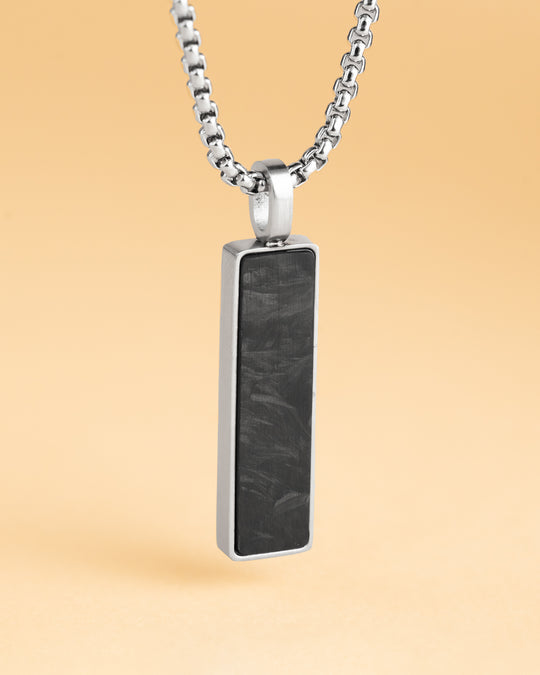 Stainless steel necklace with a forged carbon finish