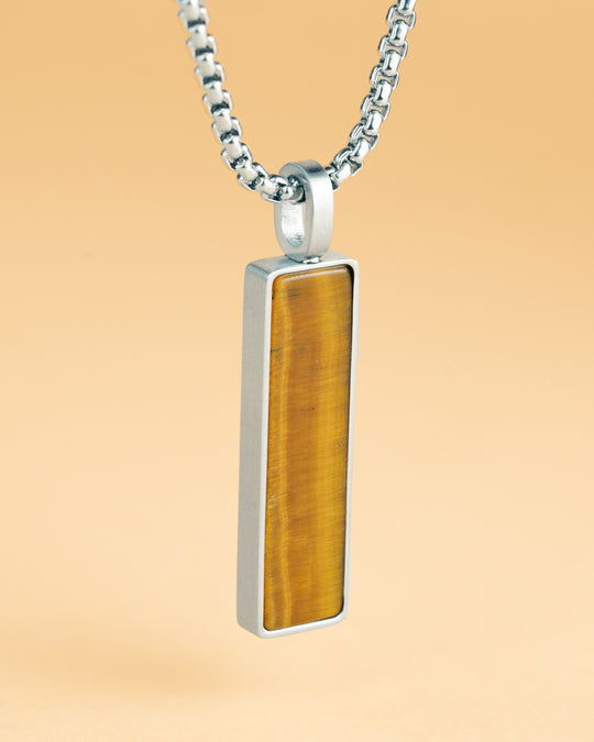 Stainless steel necklace with a Tiger Eye stone