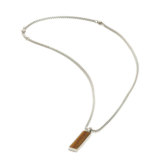 Stainless steel necklace with a Tiger Eye stone