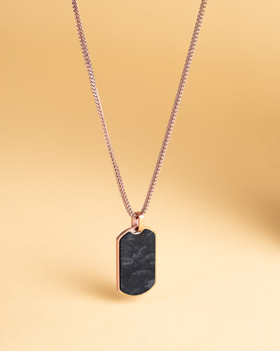 2mm bronze plated foxtail necklace with forged carbon pendant