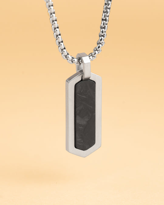 Stainless steel necklace with a forged carbon finish