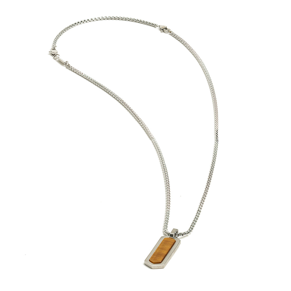 Stainless steel necklace with a Tiger Eye stone