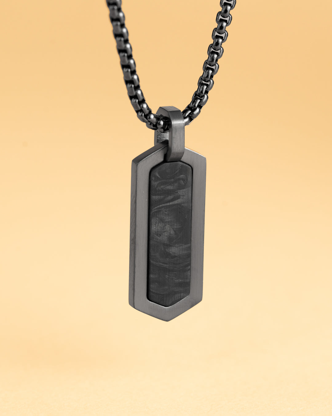 Black stainless steel necklace with a forger carbon finish