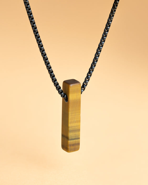 Halskette aus Edelstahl mit einem Tigerauge-Stein