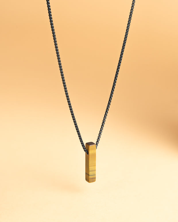Halskette aus Edelstahl mit einem Tigerauge-Stein