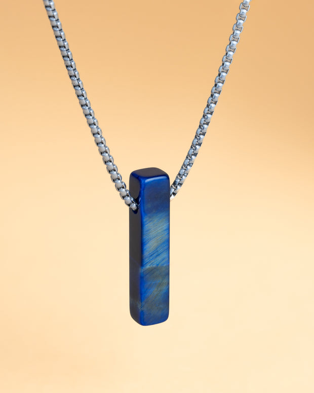 Stainless steel necklace with Blue Tiger Eye stone