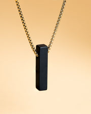 Gold stainless steel necklace with a Black Agate stone