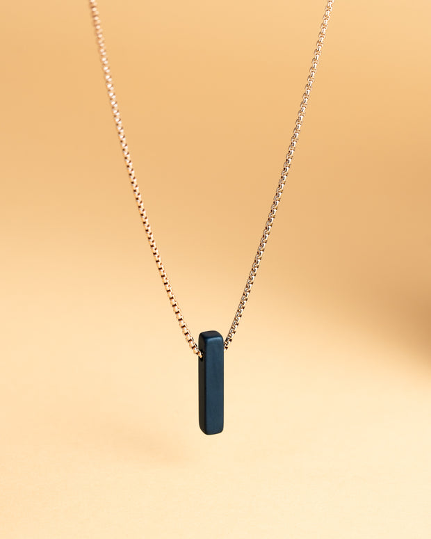 Bronze stainless steel necklace with a Black Agate stone