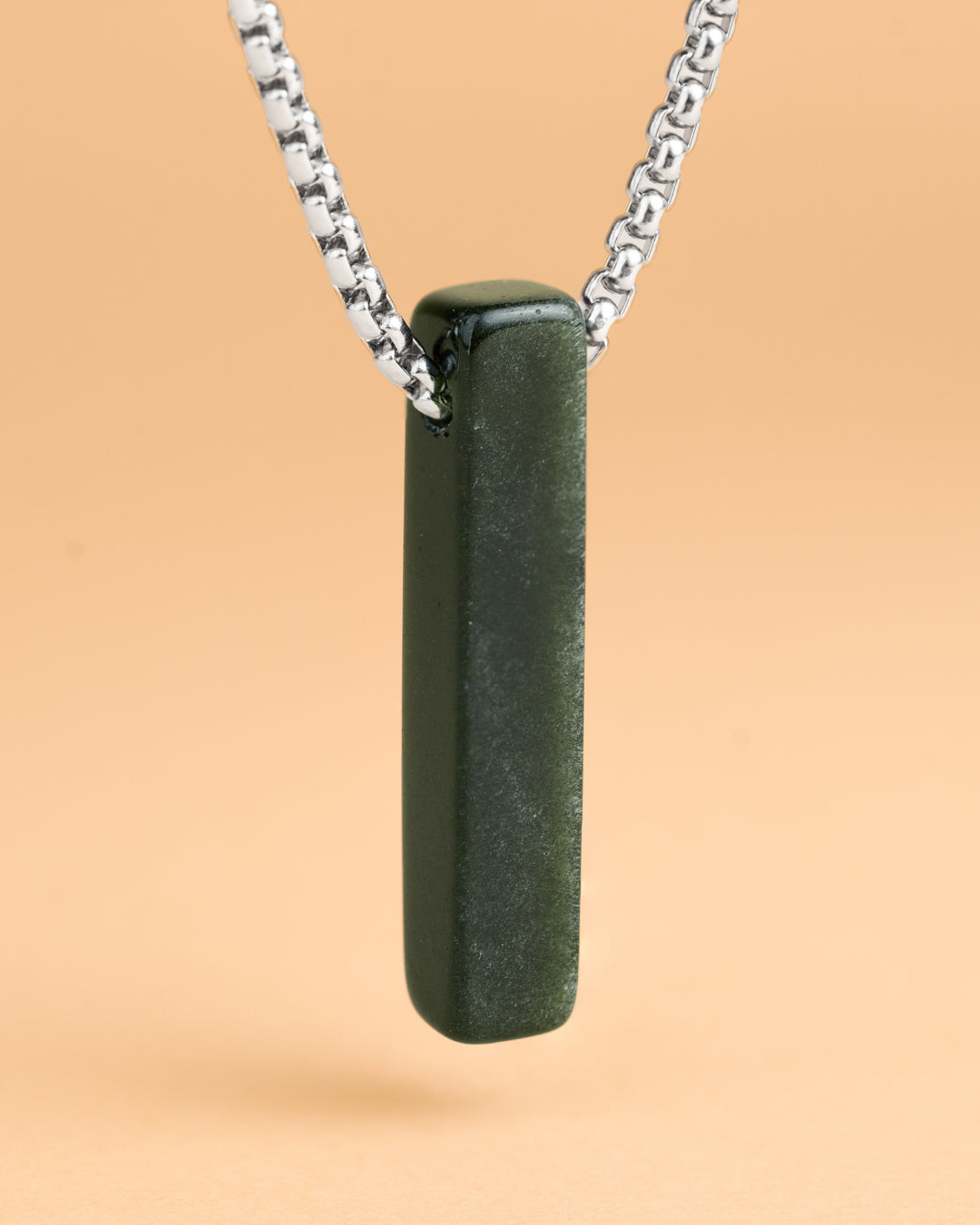 Stainless steel necklace with a Green Obsidian stone