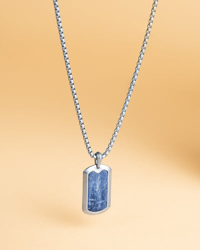 Titanium halsketting met blauwe Jeremejeviet steen