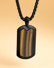 Full titanium necklace with black finish and Tiger Eye stone