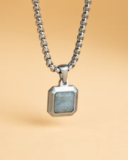 Titanium/Steel necklace with Grey Larvikite stone