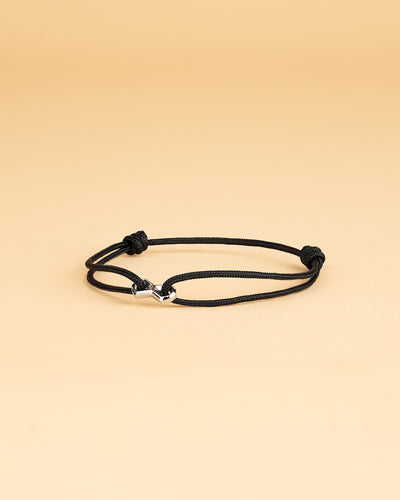 Bracelet en nylon noir de 1,5 mm avec un signe d'infini en titane