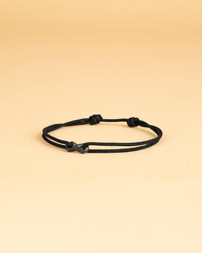 1.5mm Black nylon bracelet with a black Infinity sign