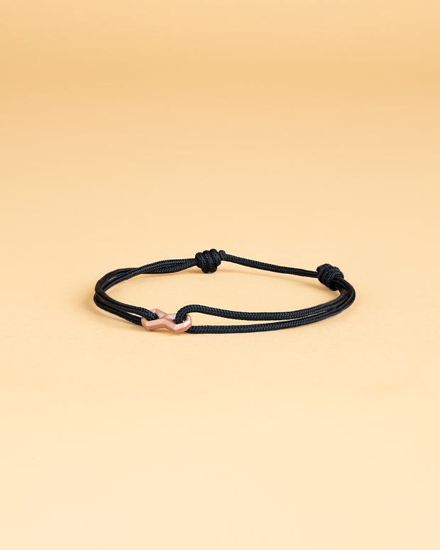 1.5mm Black nylon bracelet with a gold-plated Infinity sign