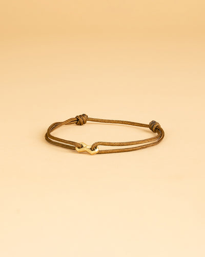 Bracelet en nylon marron de 1,5 mm avec un signe d'infini en titane