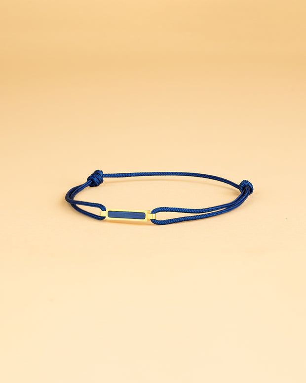 1,5 mm blauwe nylon armband met een verguld blauw tijgeroogelement