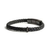 Single black Italian nappa leather bracelet with full black finish