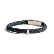 Single blue Italian nappa leather bracelet with silverplated finish