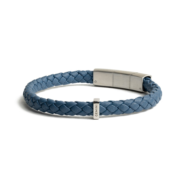 Bracelet en cuir nappa italien bleu clair