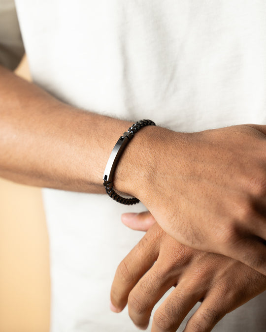 3mm foxtail bracelet in stainless steel with black finish