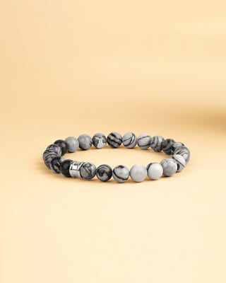 Bracelet with 8mm dark Jasper natural stone